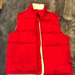 Reversible vest red and white. Size large.